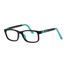 Load image into Gallery viewer, Indii Kids Eyewear IN30 frame in Black/Turquoise quarter view