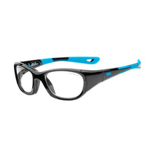 Load image into Gallery viewer, Rec Specs Liberty Sport Replay XL frame in Shiny Black/Cyan angled view