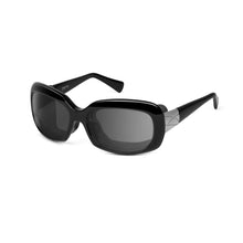 Load image into Gallery viewer, Ziena Oasis in Glossy Black Frame with Black Eyecup and Grey Lens profile view
