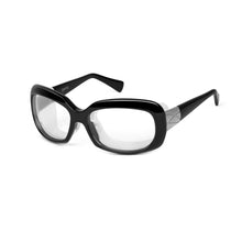 Load image into Gallery viewer, Ziena Oasis – Glossy Black Frame with Frost Eyecup and Clear Lens profile view

