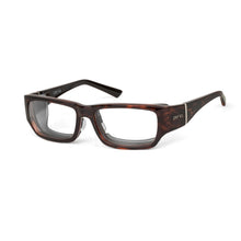 Load image into Gallery viewer, Ziena Seacrest in Tortoise Frame with Black Eyecup and Clear Lens profile view
