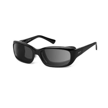 Load image into Gallery viewer, Ziena Verona in Glossy Black Frame with Black Eyecup and Grey Lens profile view
