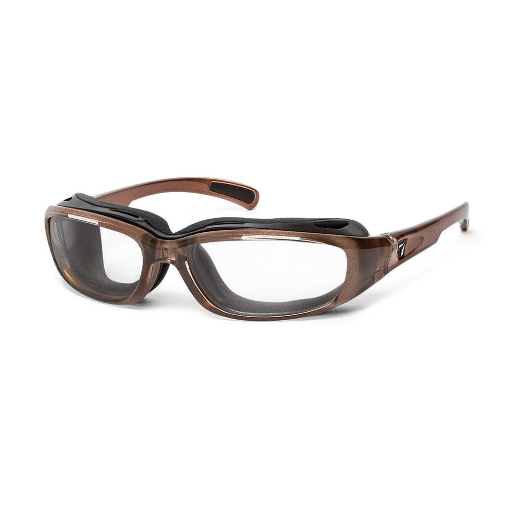 7eye Churada in Crystal Brown Frame and Clear Lens profile view