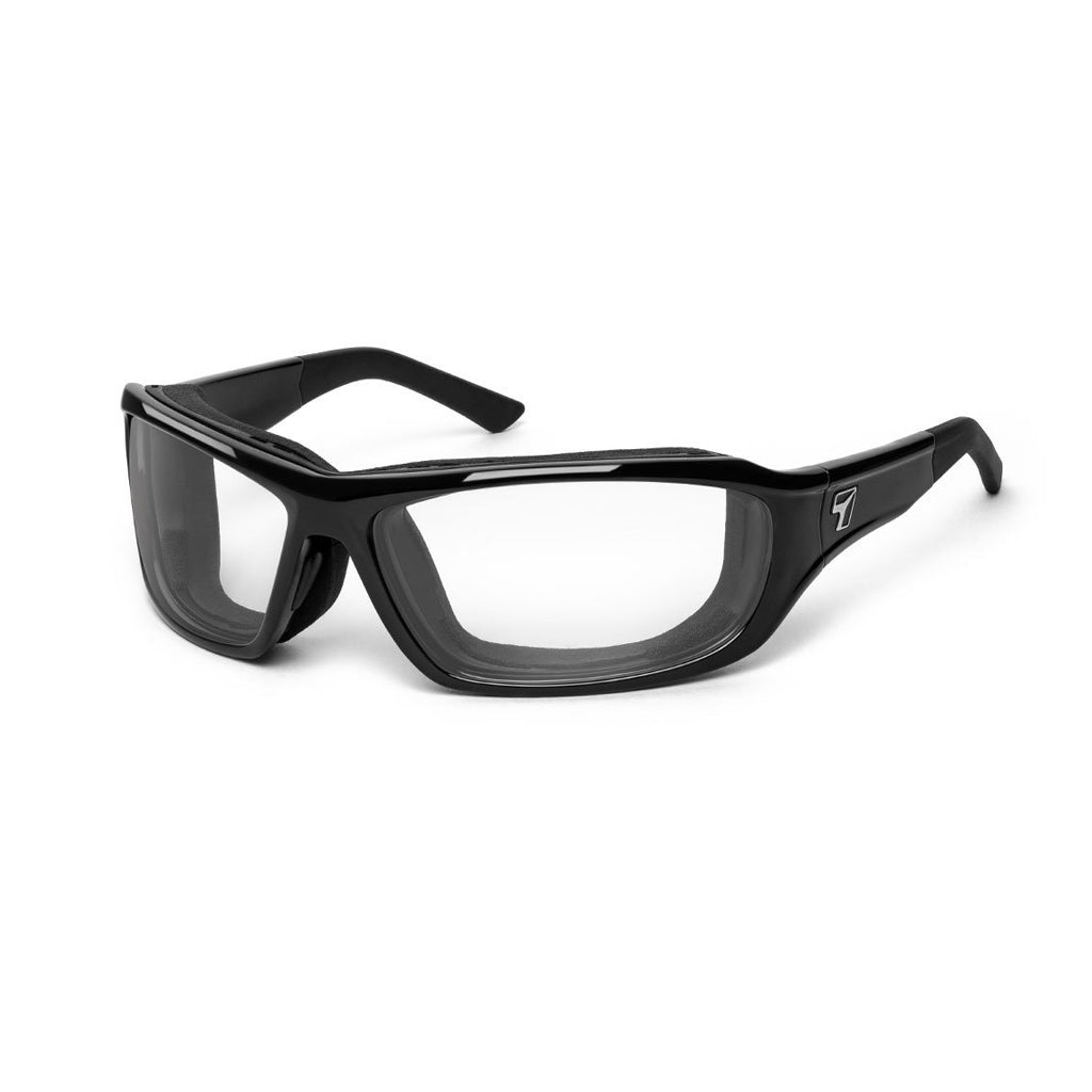 7eye Derby in Glossy Black Frame and Clear Lens profile view