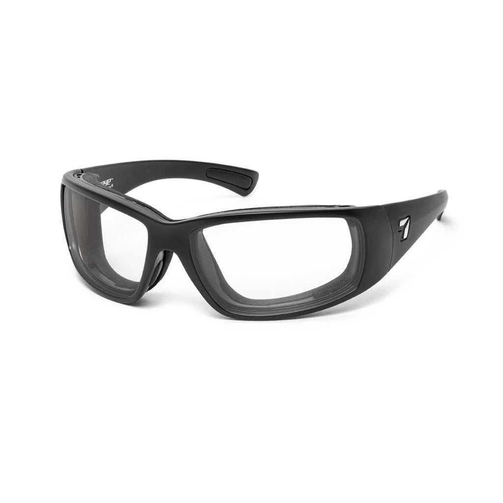 7eye Taku Plus in Matte Black Frame and Clear Lens profile view