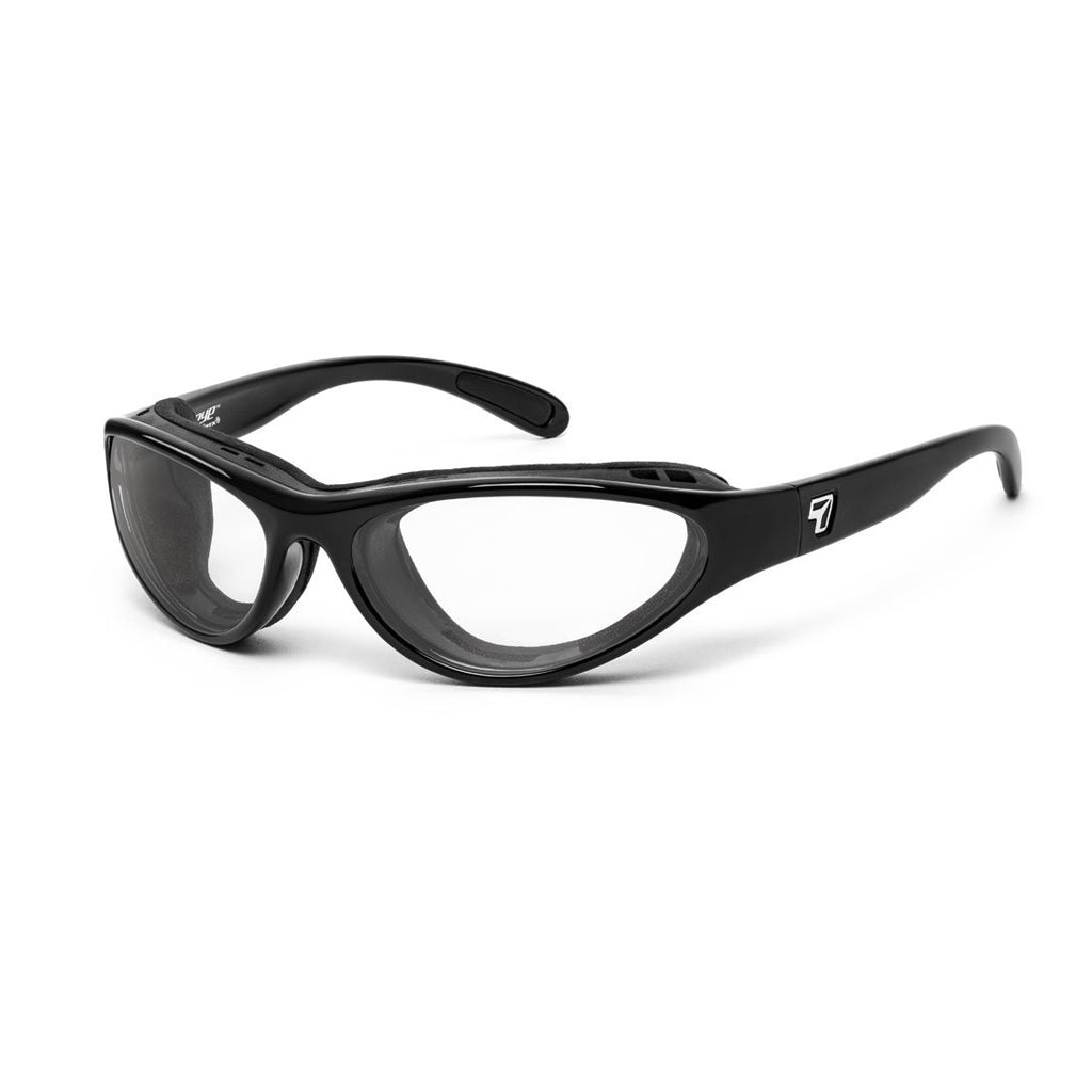 7eye Viento in Glossy Black Frame and Clear Lens profile view