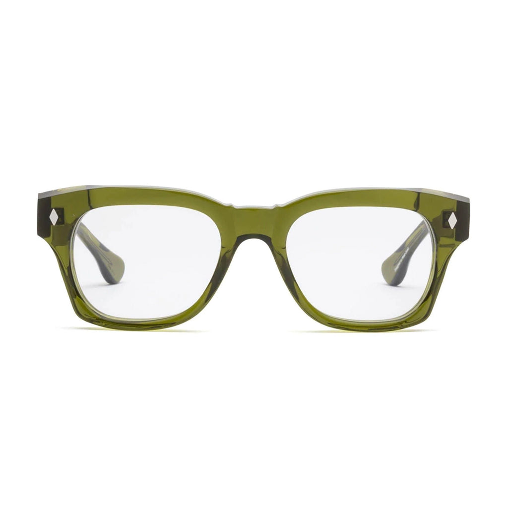 Caddis Reading Glasses Muzzy frame in Heritage Green front view
