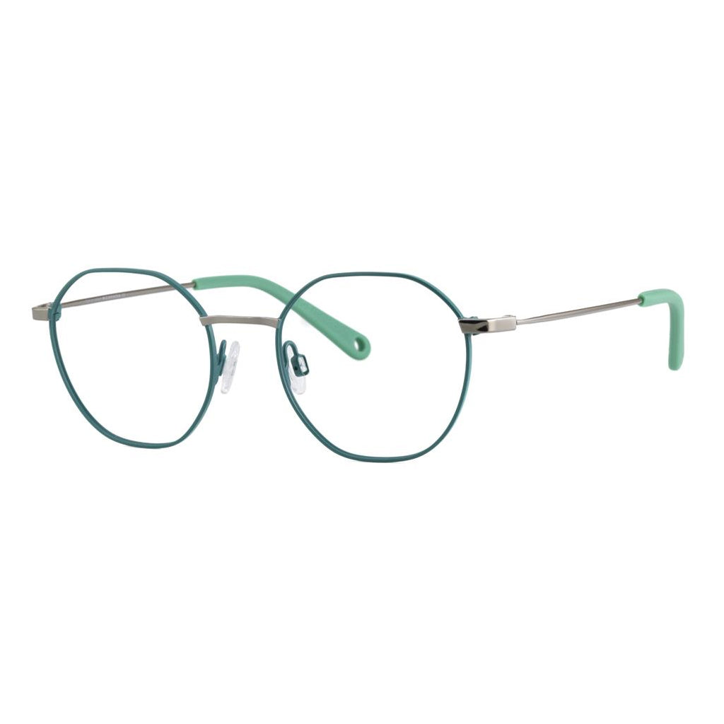 Indii Kids Eyewear IN20 frame in Teal/Gunmetal quarter view