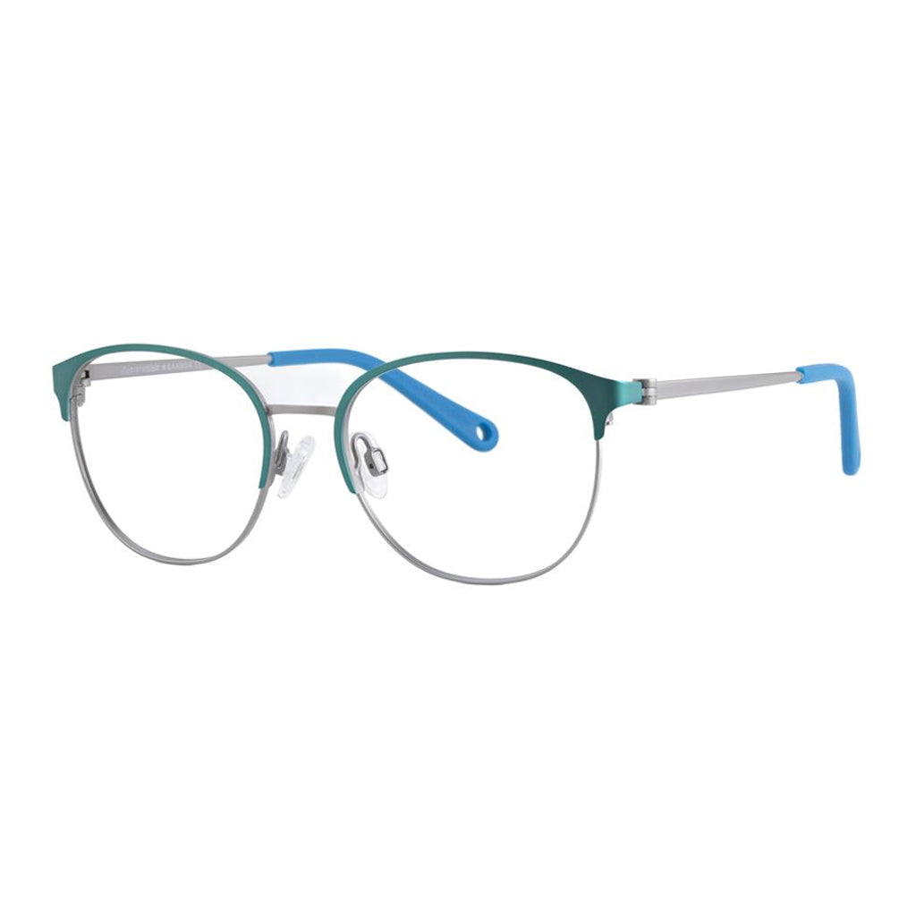 Indii Kids Eyewear IN21 frame in Teal/Gunmetal quarter view
