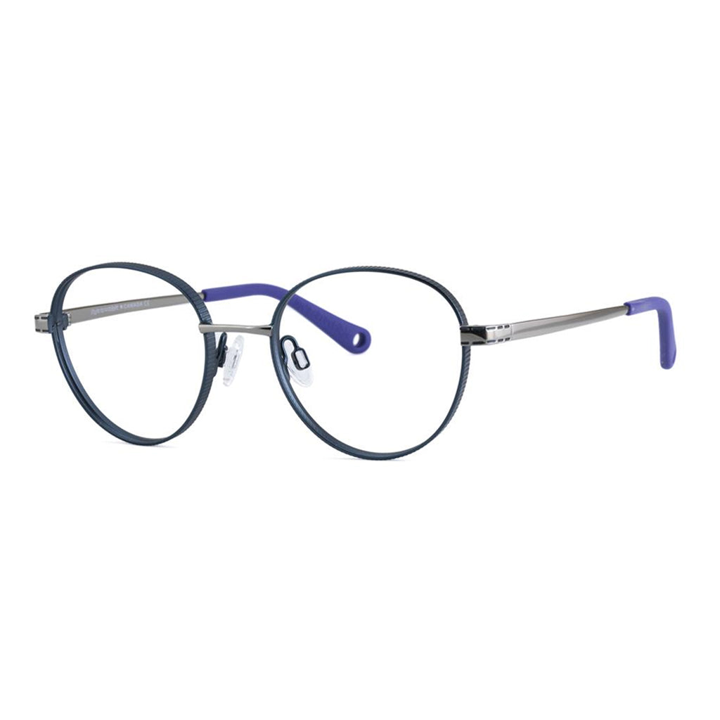 Indii Kids Eyewear IN22 frame in Ink/Gunmetal quarter view