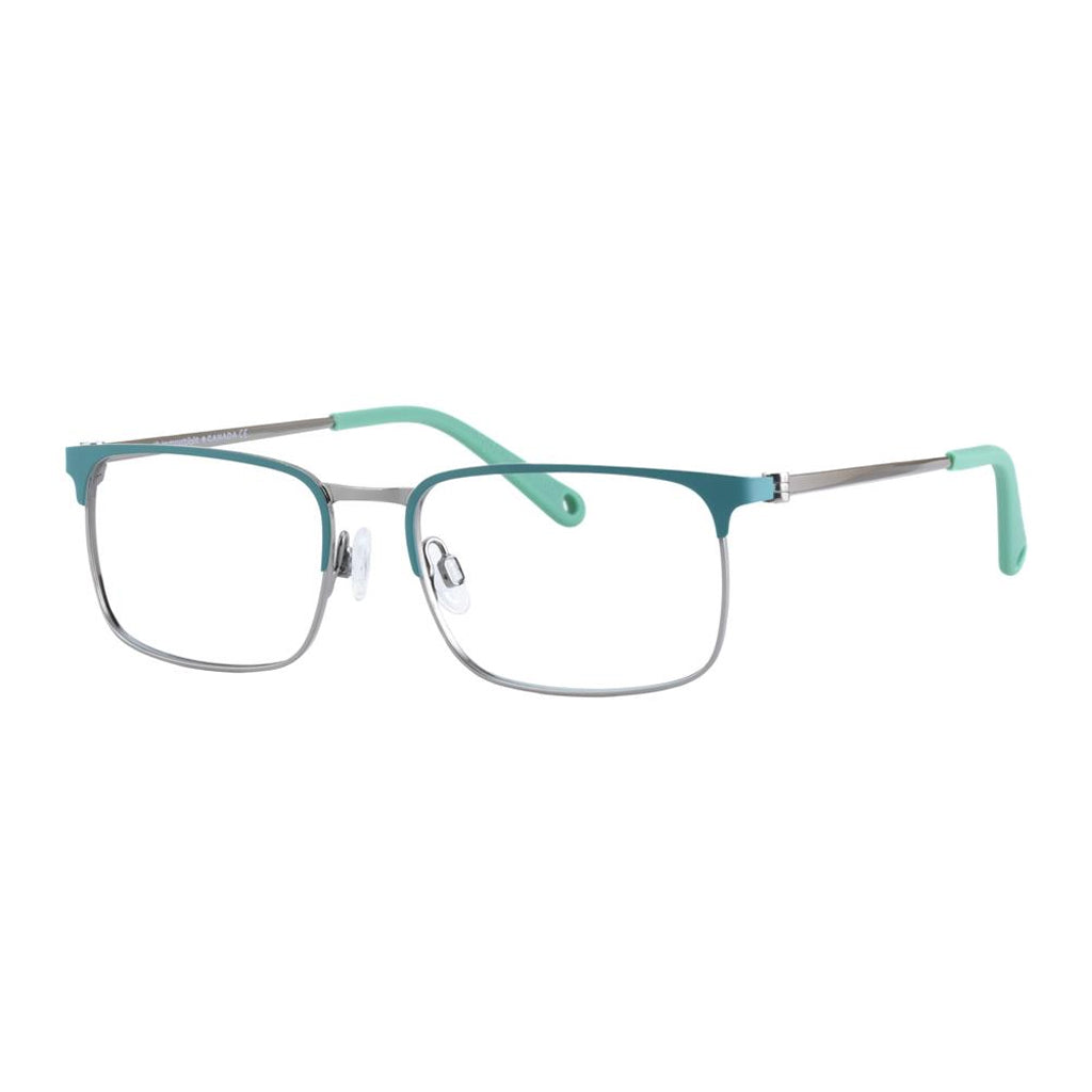 Indii Kids Eyewear IN25 frame in Emerald/Gunmetal quarter view
