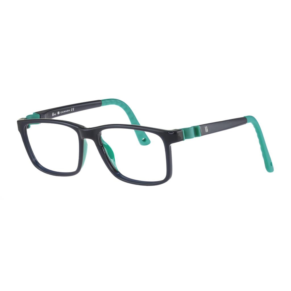 Indii Kids Eyewear IN29 frame in Black/Turquoise quarter view