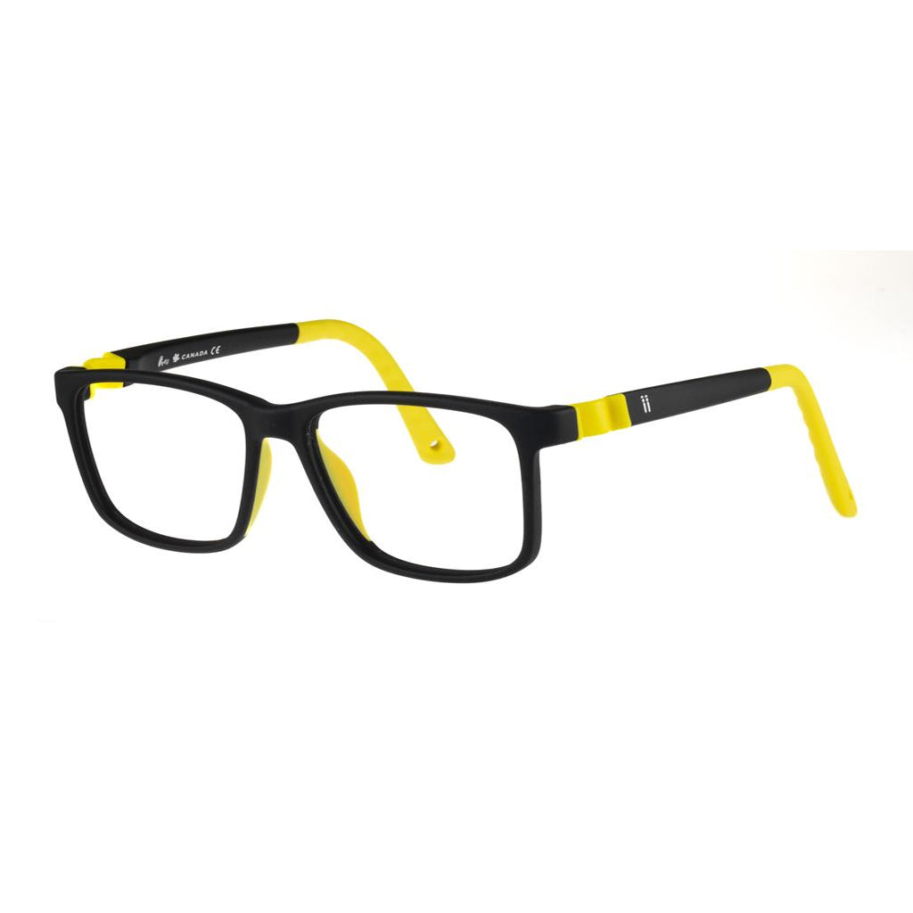 Indii Kids Eyewear IN29 frame in Black/Yellow quarter view