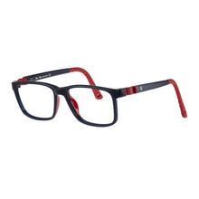 Load image into Gallery viewer, Indii Kids Eyewear IN29 frame in Navy/Red quarter view
