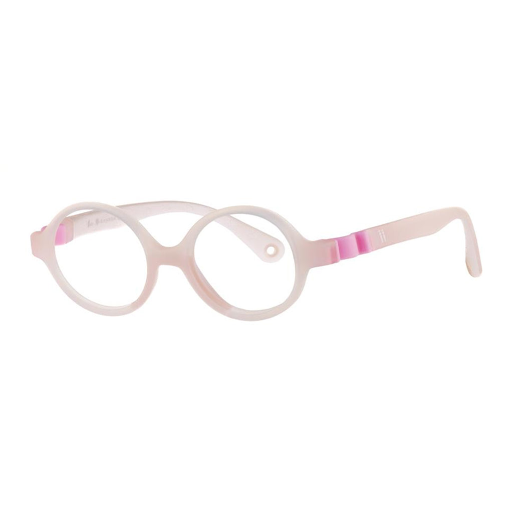 Indii Kids Eyewear IN33 frame in Crystal Light Pink quarter view