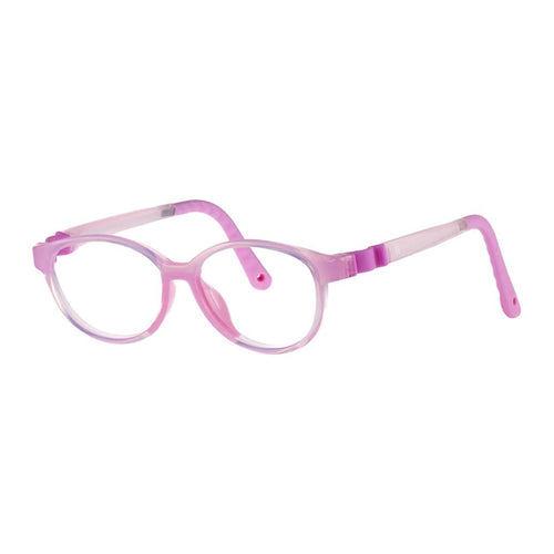 Indii Kids Eyewear IN36 frame in Crystal Pink quarter view