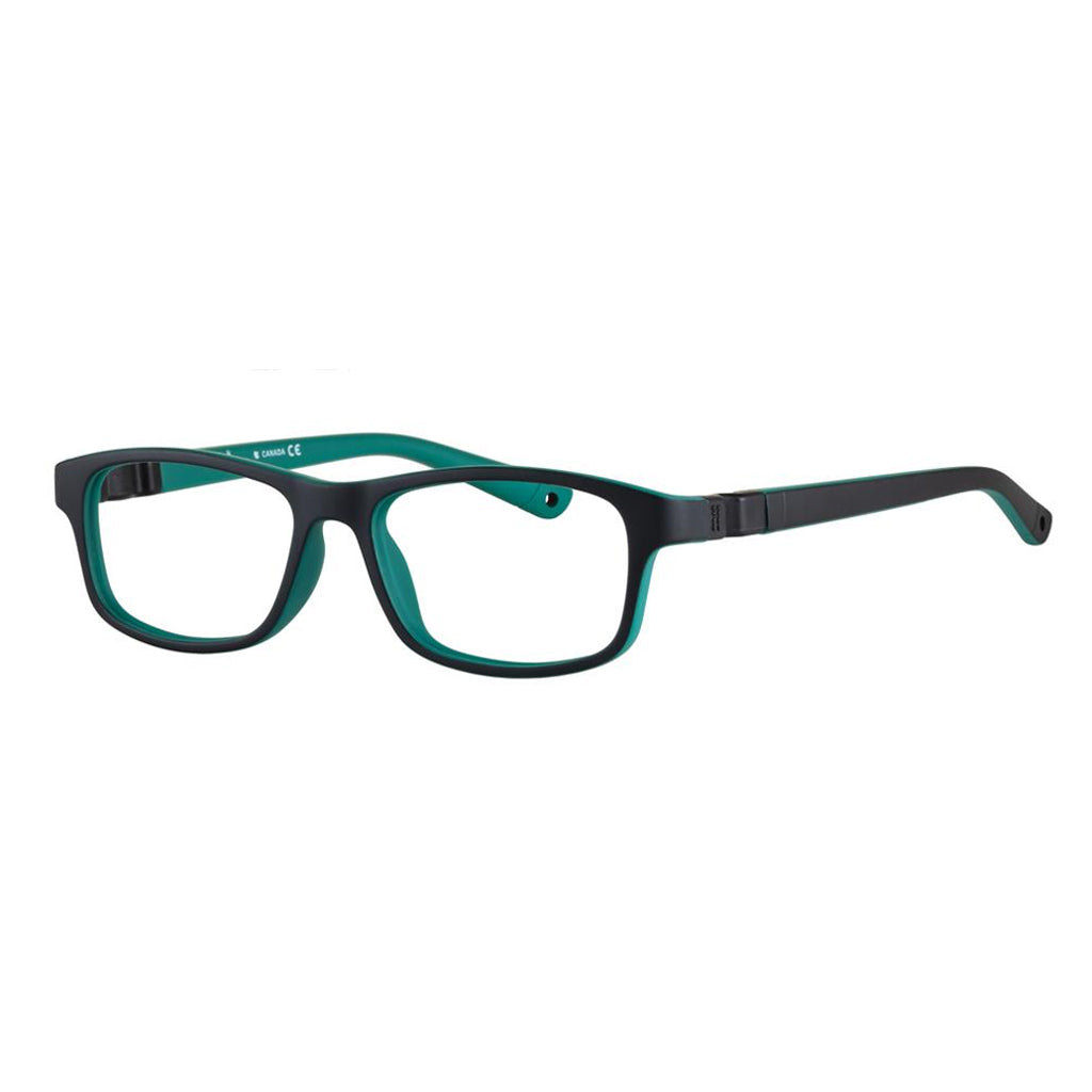 Indii Kids Eyewear IN45 frame in Black/Green quarter view