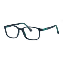 Load image into Gallery viewer, Indii Kids Eyewear IN46 frame in Navy/Green quarter view
