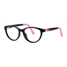 Load image into Gallery viewer, Indii Kids Eyewear IN56 frame in Black/Pink quarter view
