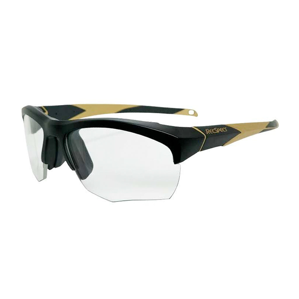 Liberty Sport Rec Specs Impact frame in Matte Black Gold angled view