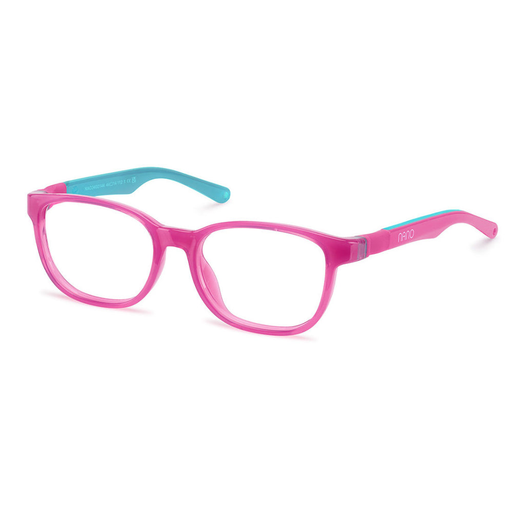 NanoVista Byte frame in Crystal Pink Turquoise angled view