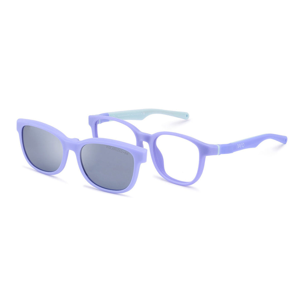 Nano Byte Solar Clip in Matte Lilac Light Blue angled view