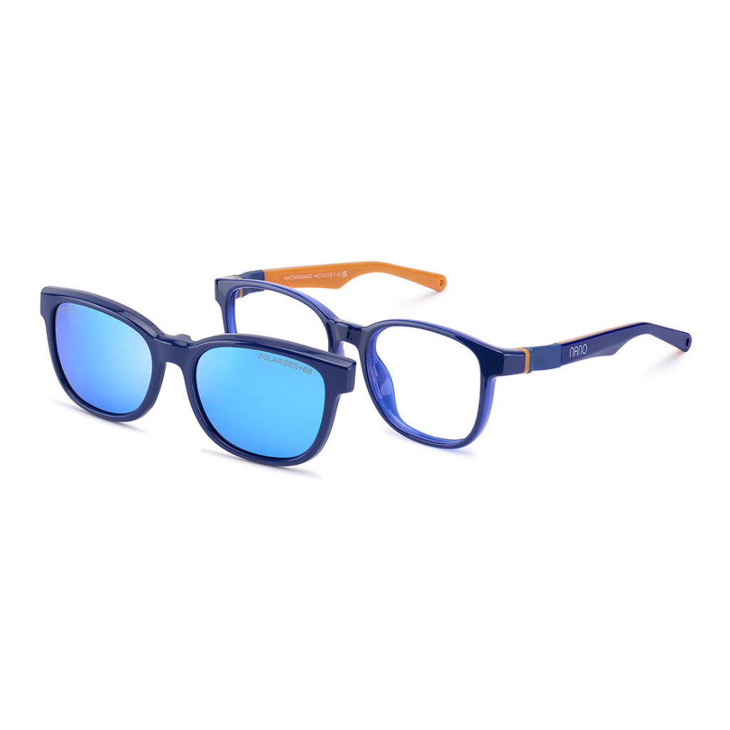 Nano Byte Solar Clip in Navy Orange angled view