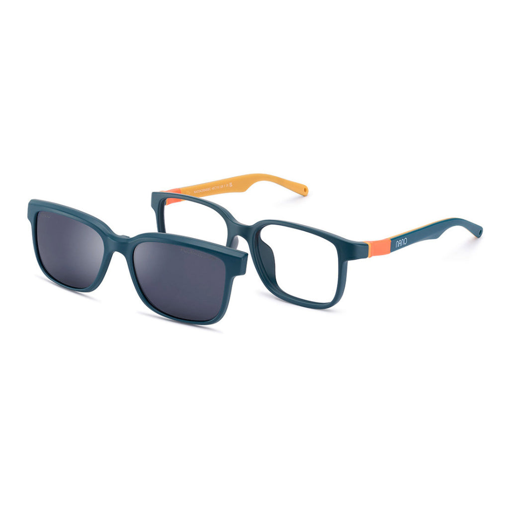 Nano Loot Solar Clip in Matte Dark Turquoise Orange angled view
