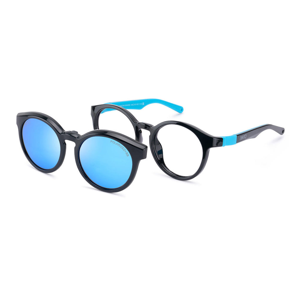 Nano Meta Solar Clip in Black Blue angled view