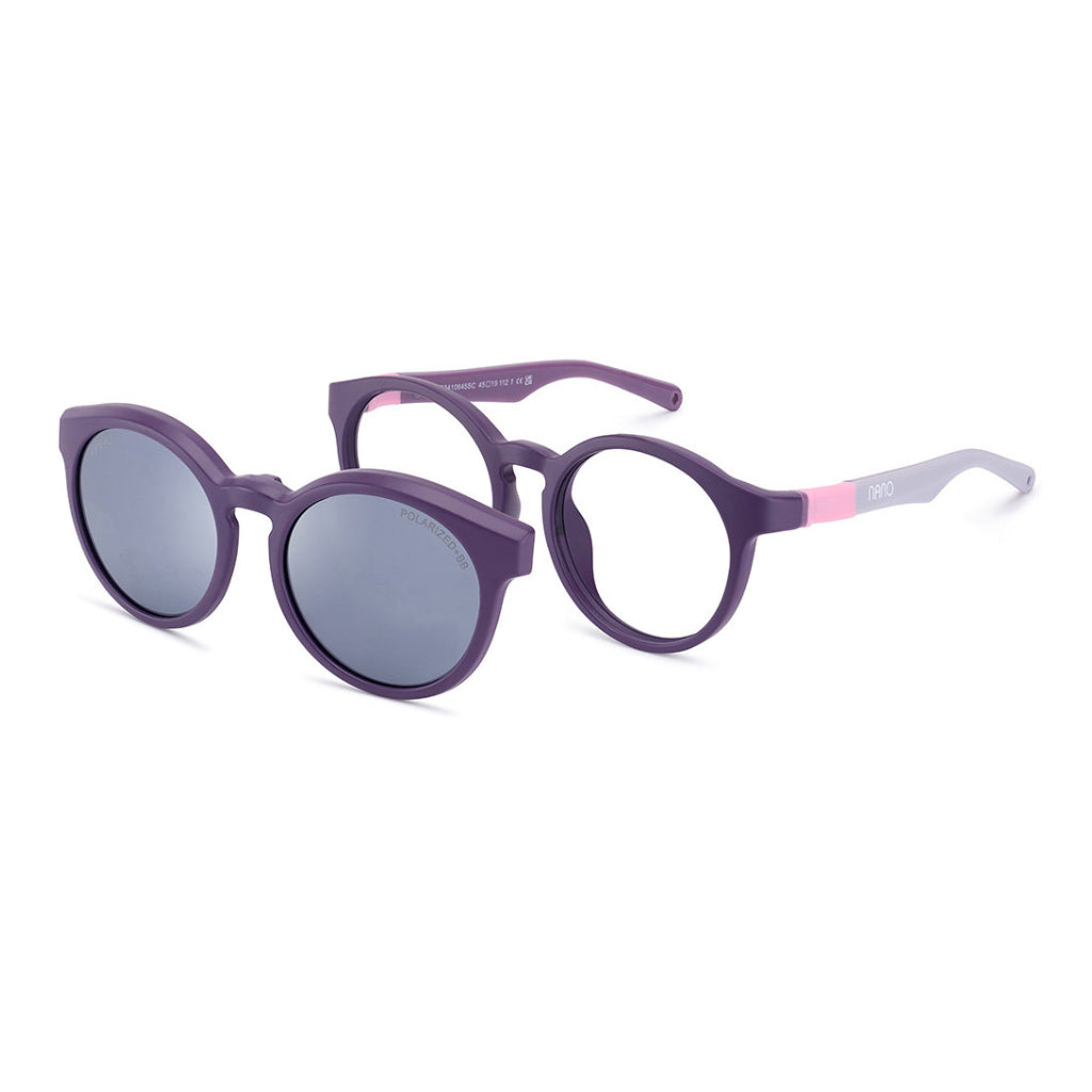 Nano Meta Solar Clip in Matte Violet Matte Grey Pink angled view