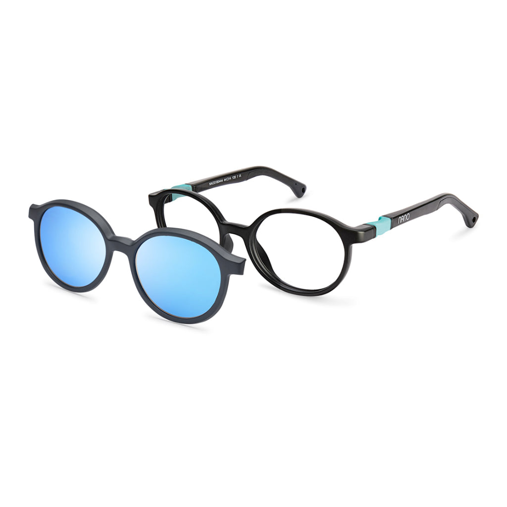 Nano Solar Clip Flicker 3 Matte Black Turquoise angled view