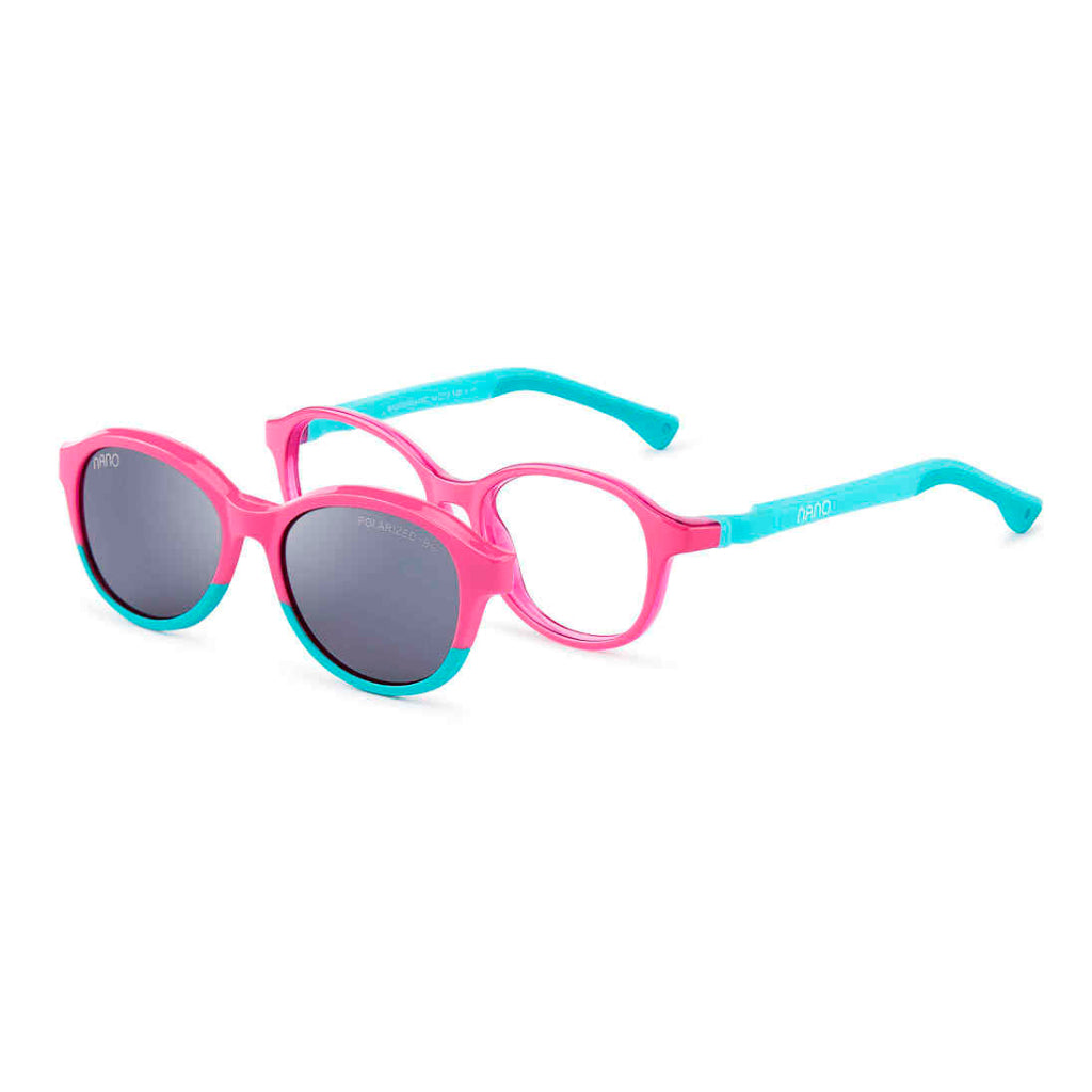 Nano Sprite 3.0 Solar Clip in Pink Matte Turquoise angled view