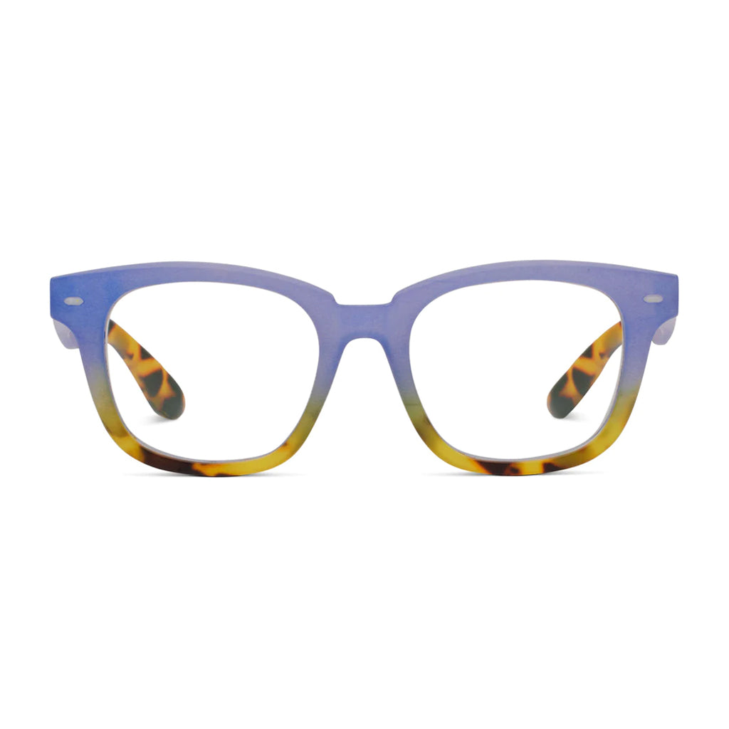 Peepers Readers Hidden Gem frame in Blue Tokyo Tortoise front view