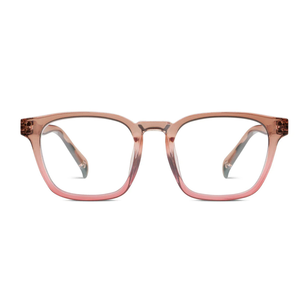 Peepers Readers Latte frame in Tan/Coral front view