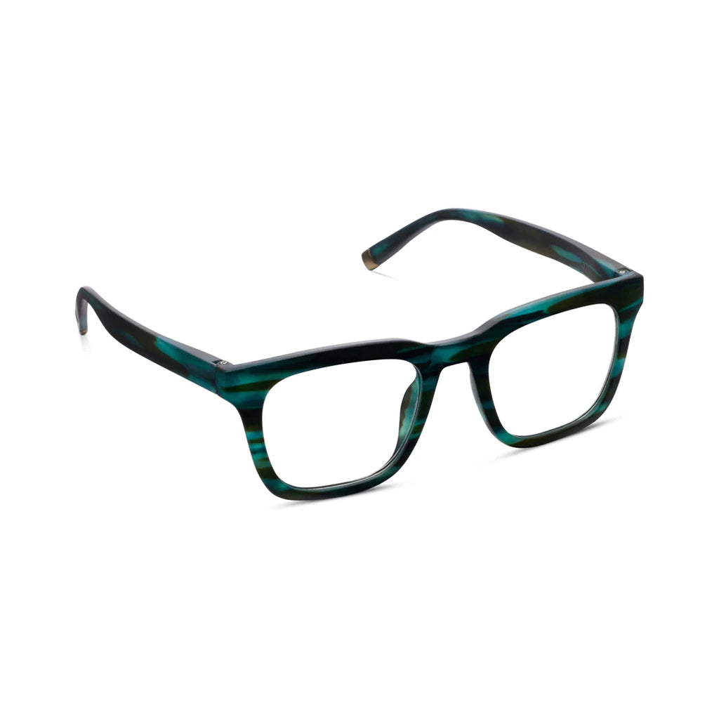 Peepers Readers Ramblin' Man frame in Teal Horn angled view