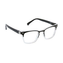 Load image into Gallery viewer, Peepers Readers Strut frame in Black/Clear angled view
