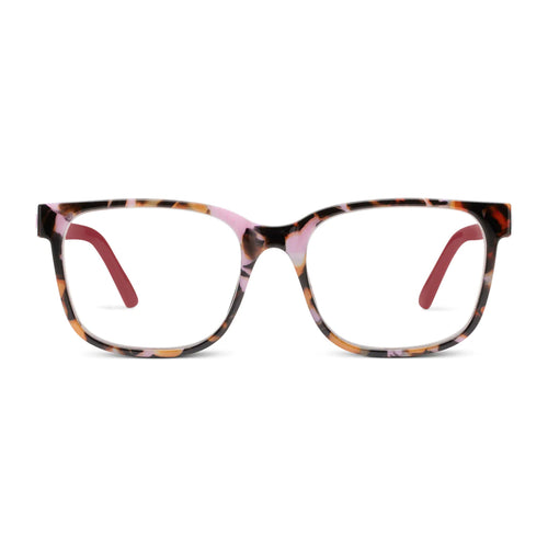 Peepers Readers Sycamore frame in Pink Botanico/Pink front view