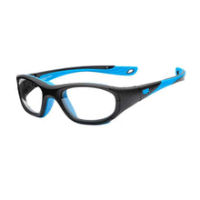 Load image into Gallery viewer, Liberty Sport Rec Specs Impact RS-40 frame in Matte Black/Cyan angled view
