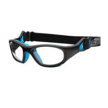 Load image into Gallery viewer, Liberty Sport Rec Specs Impact RS-41 goggle in Matte Black/Cyan angled view
