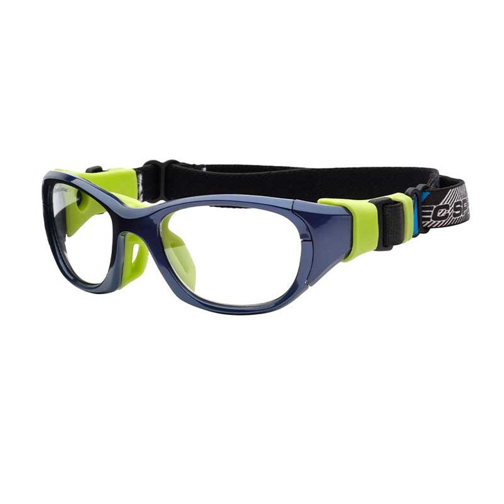Liberty Sport Rec Specs Impact RS-51 in Shiny Navy/Green angled view