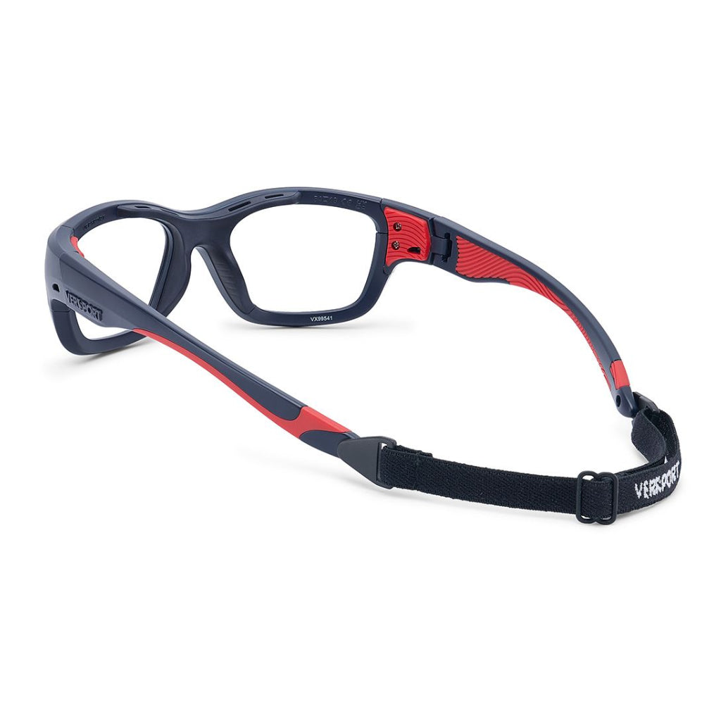 Versport Ares Matte Navy Red frame with strap rear angled view