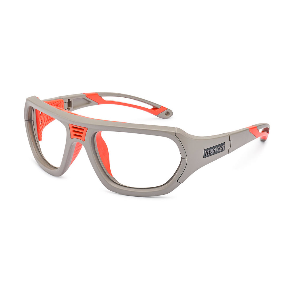 Versport Troy frame in Matte Grey Red angled view