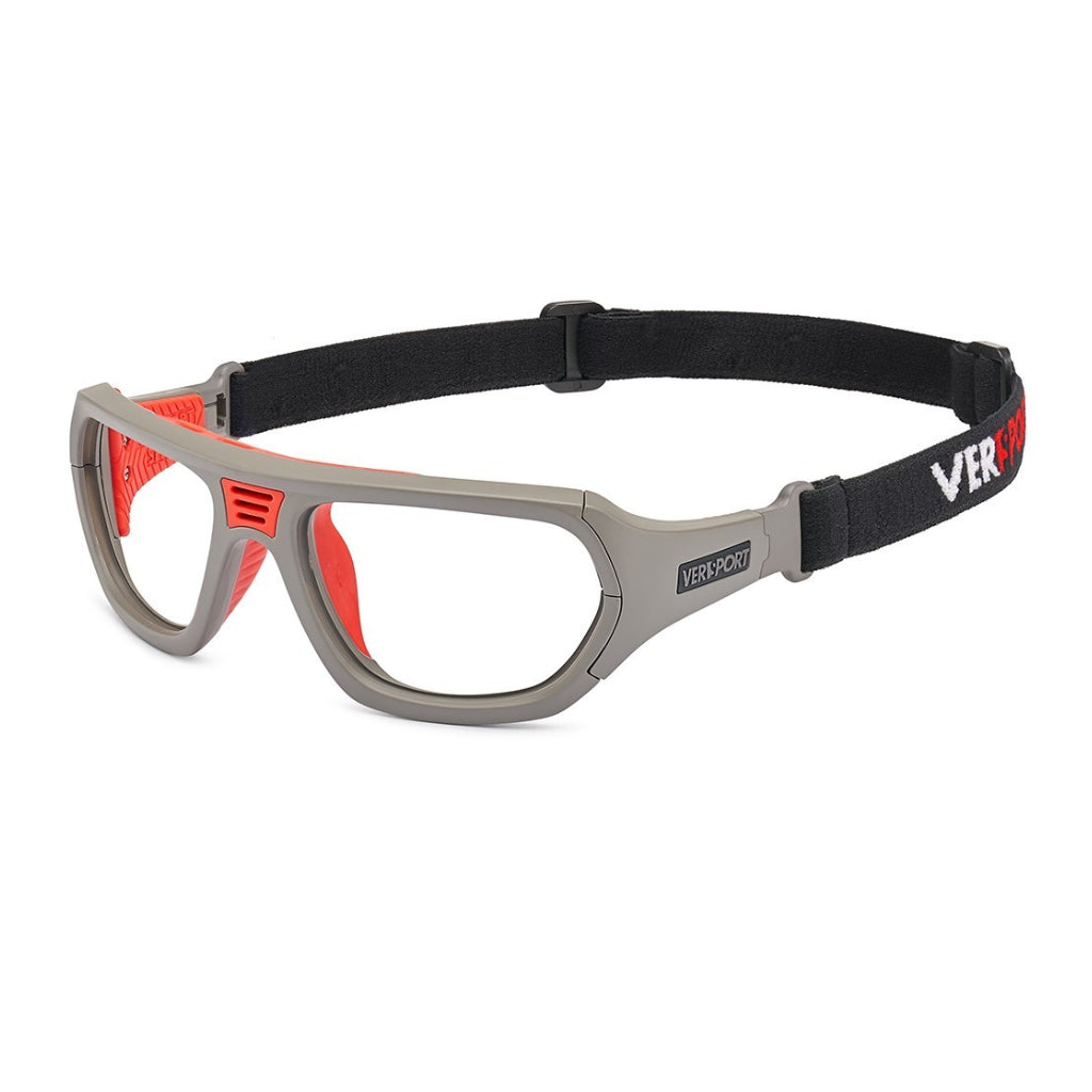 Versport Troy Matte Grey Red frame with strap angled view