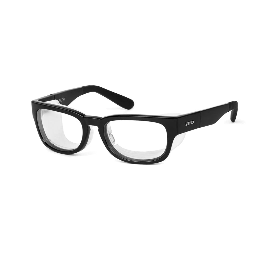Ziena Kai in Glossy Black Frame with Frost Eyecup and Clear Lens front view