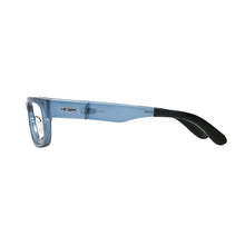 Load image into Gallery viewer, Ziena Kai in Ocean Blue Frame with Frost Eyecup and Clear Lens side view
