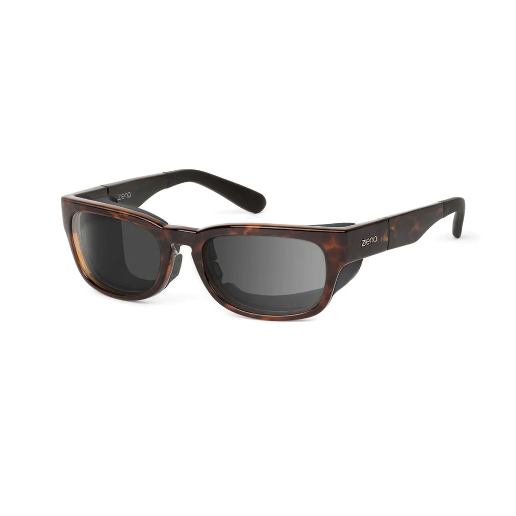 Ziena Kai in Tortoise Frame with Black Eyecup and Polarized Grey Lens front view