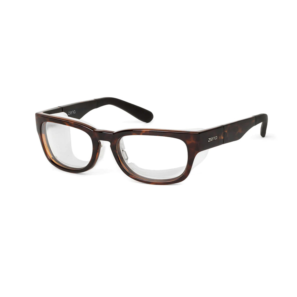 Ziena Kai in Tortoise Frame with Frost Eyecup and Clear Lens front view