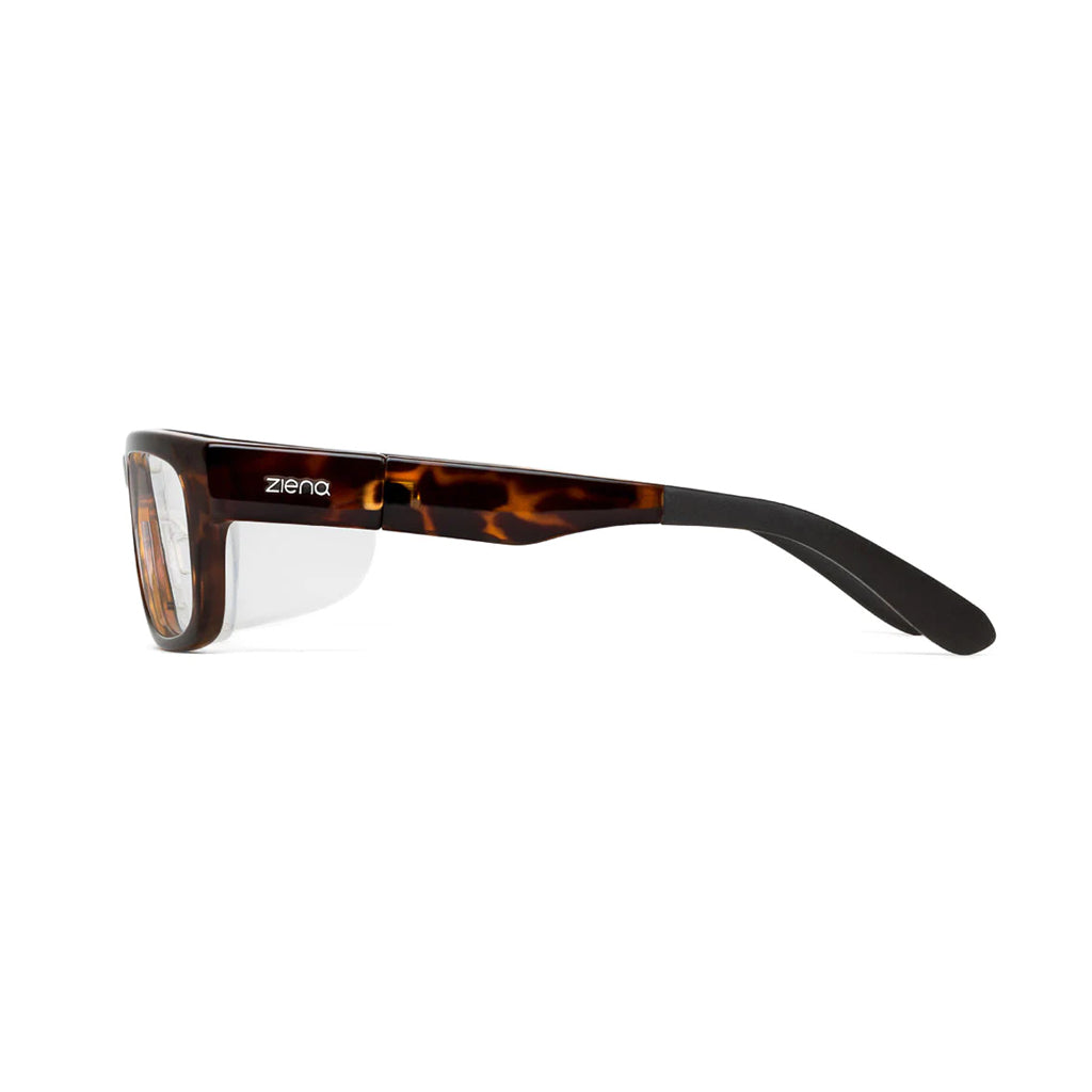 Ziena Kai in Tortoise Frame with Frost Eyecup and Clear Lens side view