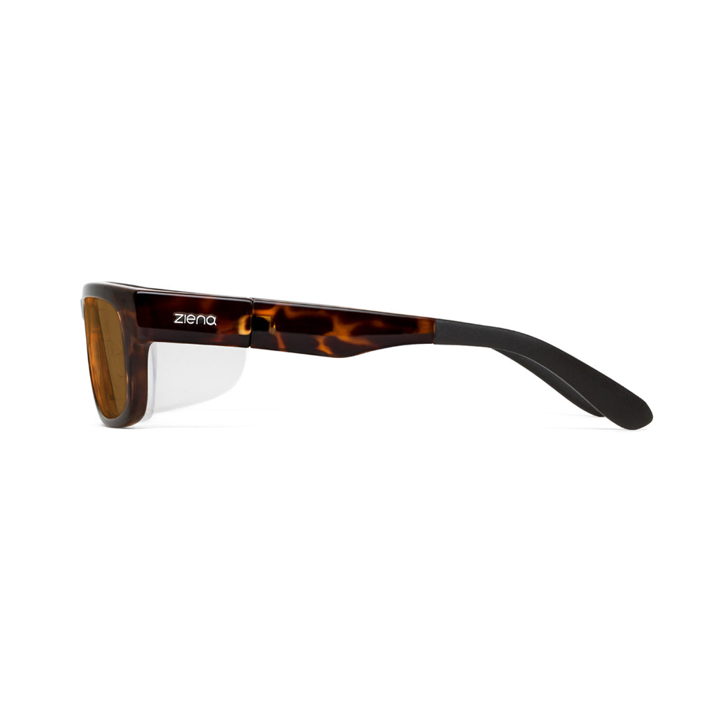 Ziena Kai in Tortoise Frame with Frost Eyecup and Copper Lens side view