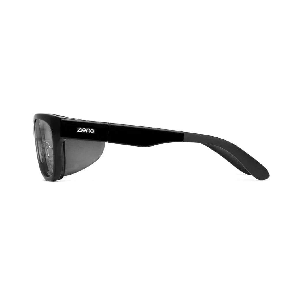 Ziena Marina in Glossy Black Frame with Black Eyecup and Clear Lens side view